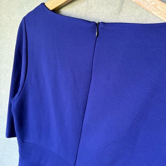 TRINA TURK Dress Womens Size 10 Indigo Blue Sheath Half Sleeve Career Office - Picture 5 of 7